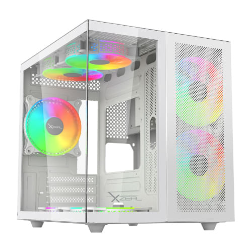 Gabinete Xzeal Cubo M-ATX/ITX Blanco 3 Ventiladores ARGB