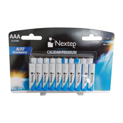 Pilas Nextep AAA Alcalinas LR03 15V c/20 Piezas