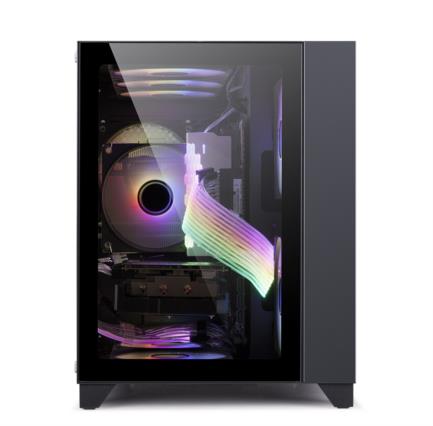 Gabinete Game Factor CSG570 mATX Fishtank Doble Cristal Templado USB 20/30 120mm Color Negro