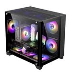 Gabinete Game Factor CSG570 mATX Fishtank Doble Cristal Templado USB 20/30 120mm Color Negro