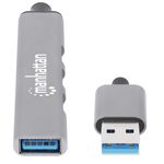 66054 - Hub Manhattan USB-A V2 0  3 Ptos y V3 0 1 Pto Aluminio
