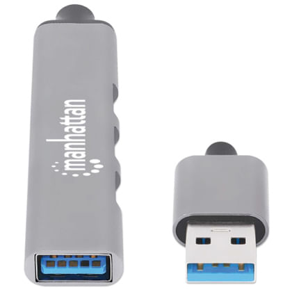 66054 - Hub Manhattan USB-A V2 0  3 Ptos y V3 0 1 Pto Aluminio