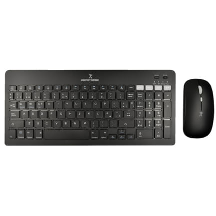 Kit Perfect Choice Teclado+Ratón 24Ghz+Bluetooth Recargable USB-C/USB-A Zebrary Negro