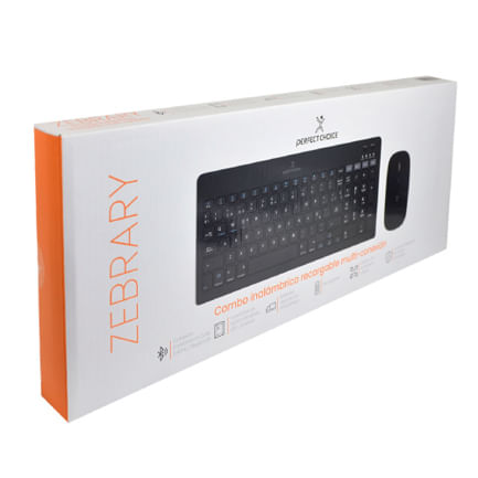 Kit Perfect Choice Teclado+Ratón 24Ghz+Bluetooth Recargable USB-C/USB-A Zebrary Negro