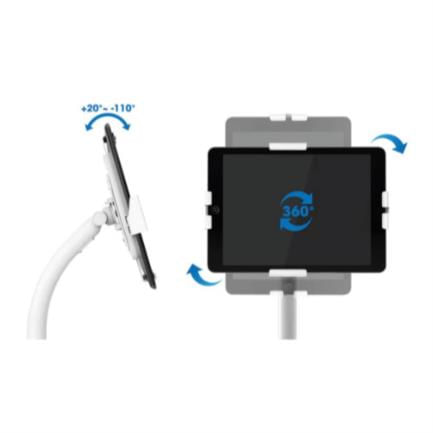 Soporte de Suelo Manhattan Antirrobo para Tablet/iPad 79" a 11" Altura 790 a 1190mm Color Blanco