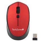 67092 - Mouse Óptico TechZone Inalámbrico 800 a 1600dpi Ajustable 3 Botones Ambidiestro Win/MAC Color Rojo