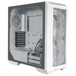 Gabinete Gamer Cooler Master MasterBox HAF 500 Media Torre ITX mATX ATX 4xFan RGB Cristal Templado Blanco