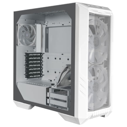 Gabinete Gamer Cooler Master MasterBox HAF 500 Media Torre ITX mATX ATX 4xFan RGB Cristal Templado Blanco