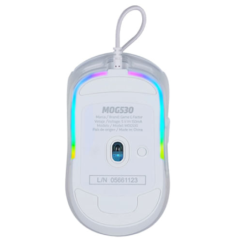 MOUSE GAME FACTOR MOG530 CARCASAS INTERCAMBIABLES PIXART 3327 12000 DPI RGB USB BLANCO