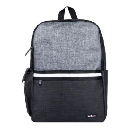 Mochila TechZone de 156" para Laptop Múltiples Compartimientos Color Negro con Gris