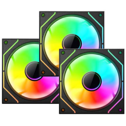 Kit Gamer 3 Ventiladores Xzeal XZ1115 ARGB 25dB 1200RPM 120mm Negro