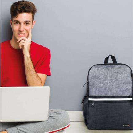 Mochila TechZone de 156" para Laptop Múltiples Compartimientos Color Negro con Gris
