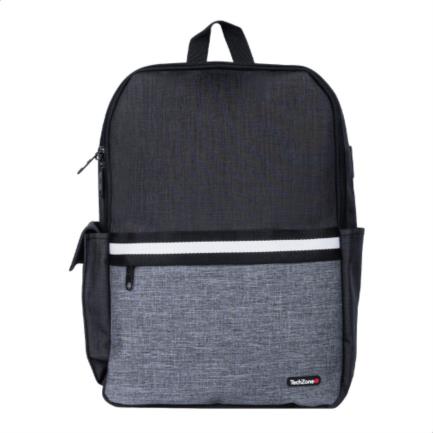 68804 - BACKPACK TECH ZONE GLAD NEGRO PORTALAPTOP 15 6 PULGADAS CONECTOR USB EXTERNO CIERRES METALICOS AUTORREPARABLES