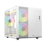 Gabinete Gamer Balam Rush Micro Torre Tank Mini GI930 ATX Panel Izq Cristal Frente Malla USB/USB-C/3xFan RGB HUB Blanco