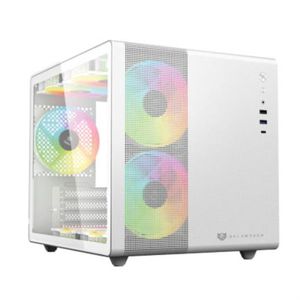 Gabinete Gamer Balam Rush Micro Torre Tank Mini Gi930 Atx Panel Izq Cristal Frente Malla Usb/Usb-C/3Xfan Rgb Hub Bl Akcgabab057