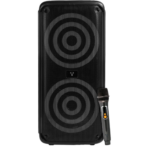 BAFLE VORAGO KSP-503 NEGRO 2X8" 2X30WATTS RMS TECNOLOGIA DSP / USB / MSD/ 35MM /  RECARGABLE / TWS BT 5HRS CARGA USB TIPO C / MICROFONO INALAMBRICO