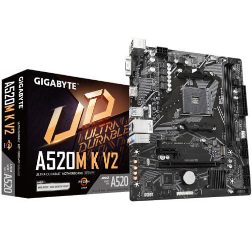 Tarjeta Madre Gigabyte UD A520M K V2 2xDDR4 64GB 5100Mhz HDMI D-Sub PCIe 30 M2 S AM4 Ryzen mATX