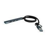 CONCENTRADOR HUB VORAGO HU-205 SLIM 3 TIPO C + 1 USB 30 ADAPTADOR C Y USB