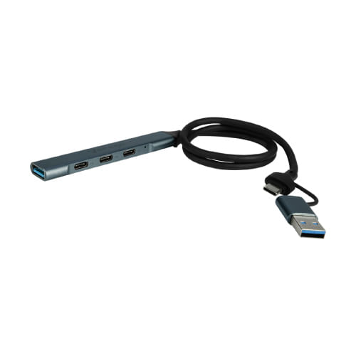 CONCENTRADOR HUB VORAGO HU-205 SLIM 3 TIPO C + 1 USB 30 ADAPTADOR C Y USB