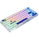 TECLADO GASKET GAME FACTOR MECANICO KBG800 PERSONALIZABLE 75% PANTALLA LCD BLUETHOOT 24G Y ALAMBRICO TRANSPARENTE TECLAS PUDDING