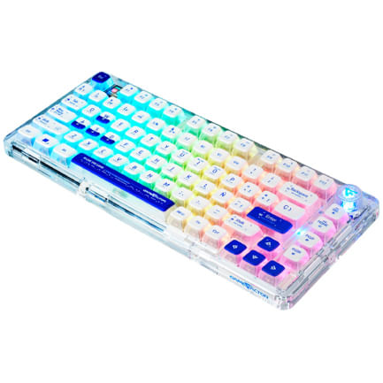 TECLADO GASKET GAME FACTOR MECANICO KBG800 PERSONALIZABLE 75% PANTALLA LCD BLUETHOOT 24G Y ALAMBRICO TRANSPARENTE TECLAS PUDDING