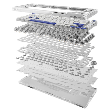 TECLADO GASKET GAME FACTOR MECANICO KBG800 PERSONALIZABLE 75% PANTALLA LCD BLUETHOOT 24G Y ALAMBRICO TRANSPARENTE TECLAS PUDDING