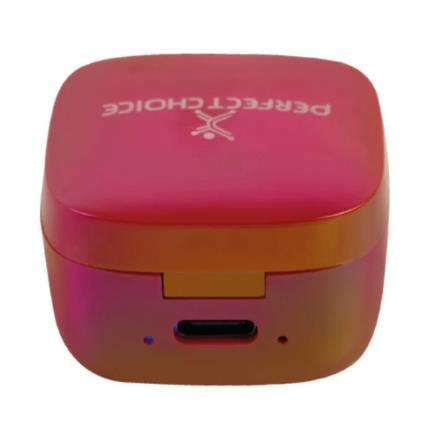 Audífonos Inalámbricos Perfect Choice TWS Brillantes Alcance de 10m Bluetooth Rojo