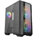 Gabinete Gamer Cooler Master MasterBox HAF 500 Media Torre ITX mATX ATX 4xFan RGB Cristal Templado Negro