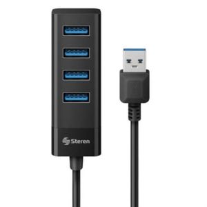 Hub Steren Usb 3.0 De 4 Puertos Cable 12.5Cm Color Negro Sqcaccac042