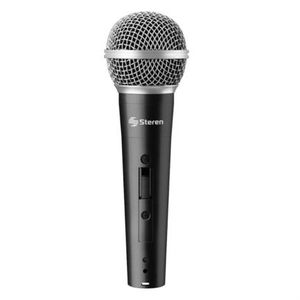 Micrófono Steren Alámbrico Profesional Unidireccional Rejilla Metálica Color Negro Sqcmirab011