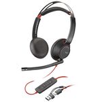 71797 - POLY Auriculares estéreo Blackwire 5220 + conector de 3 5 mm + adaptador USB-C/A