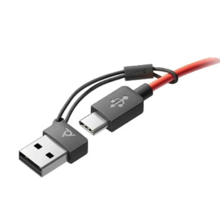 71798 - POLY Auriculares estéreo Blackwire 5220 + conector de 3 5 mm + adaptador USB-C/A