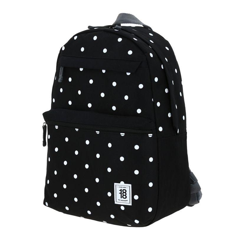 MOCHILA JUVENIL CHENSON COLORS NEGRA CON PUNTOS BLANCOS