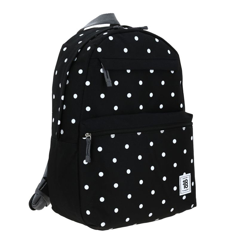 MOCHILA JUVENIL CHENSON COLORS NEGRA CON PUNTOS BLANCOS