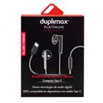 Audífonos Duplimax Platinum Manos Libres Conector Tipo C Color Negro Con Plata