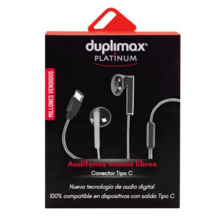 Audífonos Duplimax Platinum Manos Libres Conector Tipo C Color Negro Con Plata