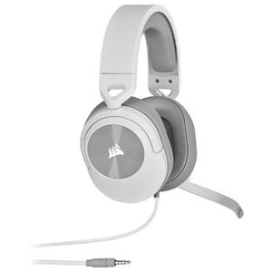 Headset Audifonos Gamer Corsair Hs55 Stereo 3.5Mm C/Microfono Color Blanco/Gris Para Pc Mac Ps5 Xbox Switch Ckcaudab002