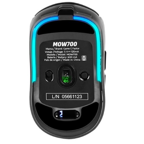 MOUSE GAME FACTOR MOW700 CARCASAS INTERCAMBIABLES 24G+BT PIXART 3395 26000 DPI RGB NEGRO