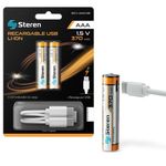 BATERIAS RECARGABLES STEREN USB LI-ION AAA 40 2 PZAS