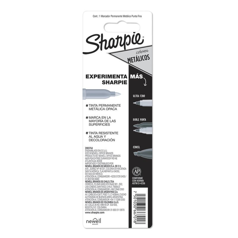 MARCADOR PERMANENTE FINO PLATA SHARPIE BLT