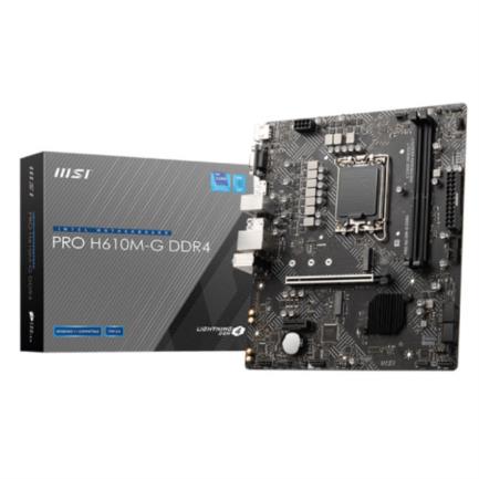 Tarjeta Madre MSI PRO H610M-G 2xDDR4 64GB 3200Mhz PCIe 40 M2 1xHDMI 1xVGA 1xDP S1700 12th 13th Gen mATX