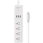 Barra Steren Multicontacto Wi-Fi de 4 Salidas Horizontales y Triple Cargador USB Color Blanco