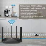 Barra Steren Multicontacto Wi-Fi de 4 Salidas Horizontales y Triple Cargador USB Color Blanco