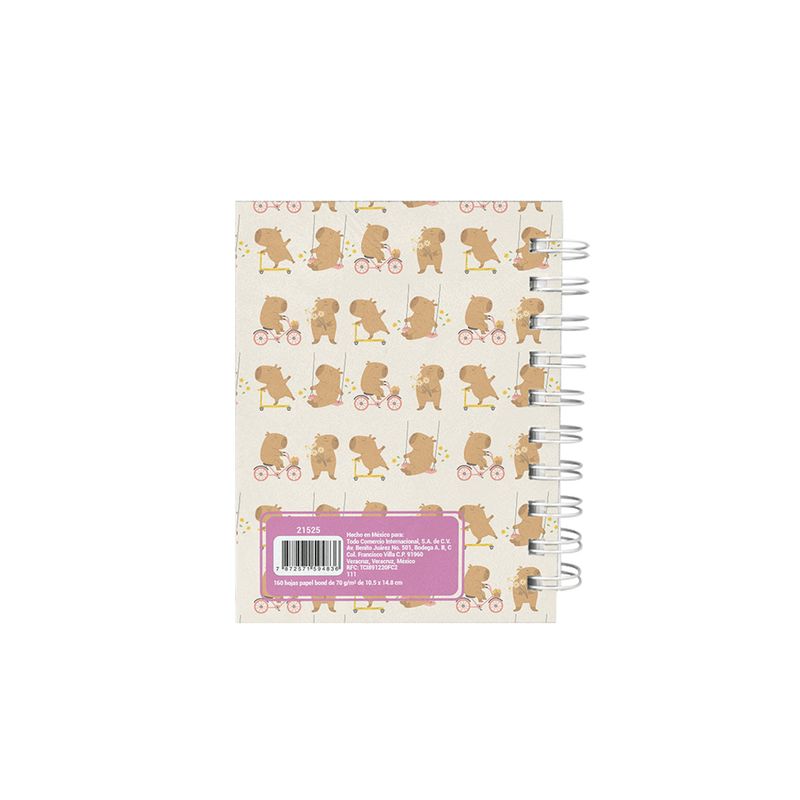 LIBRETA ESPIRAL POCKET 160H RAYAS CAPIBARA SMARTY