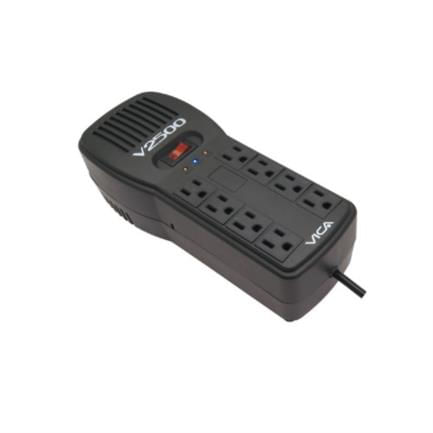 Regulador Vica Electrónico V2500 Voltaje 2500VA/1500W 8 Contactos Indicares LED Puertos RJ11/45