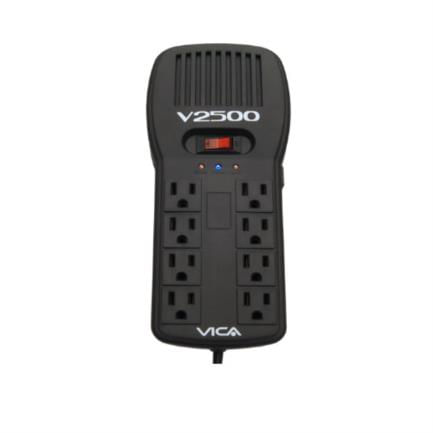 Regulador Vica Electrónico V2500 Voltaje 2500VA/1500W 8 Contactos Indicares LED Puertos RJ11/45