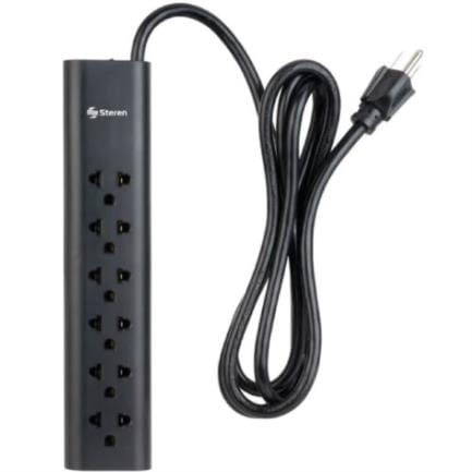 Barra Multicontactos Steren 17m 15A 6 Contactos Americanas/Europeas 70J Color Negro