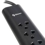 Barra Multicontactos Steren 17m 15A 6 Contactos Americanas/Europeas 70J Color Negro