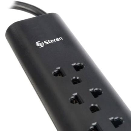 Barra Multicontactos Steren 17m 15A 6 Contactos Americanas/Europeas 70J Color Negro