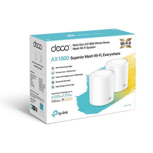 TP-LINK Deco X20 (2-pack) router inalámbrico Gigabit Ethernet Doble banda (2,4 GHz / 5 GHz) Blanco